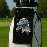 DJ Monkey Thinker Hipster Golf Towel thumb 2