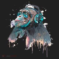DJ Monkey Thinker Hipster Golf Towel thumb 3