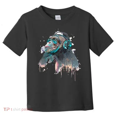 DJ Monkey Thinker Hipster Toddler T-Shirt