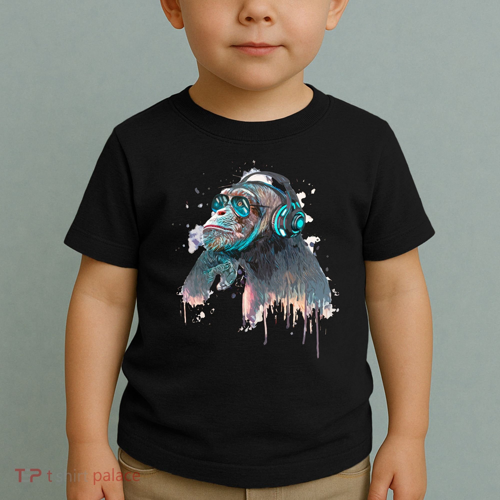 DJ Monkey Thinker Hipster Toddler T-Shirt