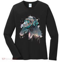 DJ Monkey Thinker Hipster Women's Long Sleeve Shirt thumb 0