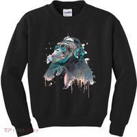 DJ Monkey Thinker Hipster Kids Sweatshirt thumb 0