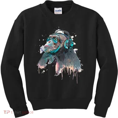 DJ Monkey Thinker Hipster Kids Sweatshirt