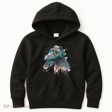 DJ Monkey Thinker Hipster Kids Hoodie
