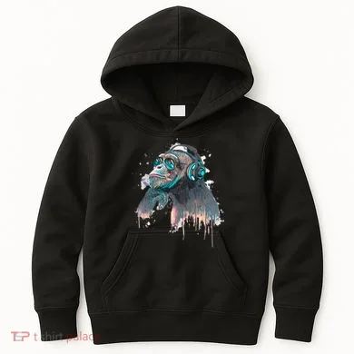 DJ Monkey Thinker Hipster Kids Hoodie