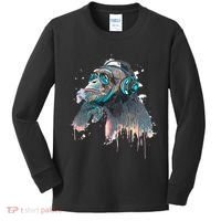 DJ Monkey Thinker Hipster Kids Long Sleeve Shirt thumb 0