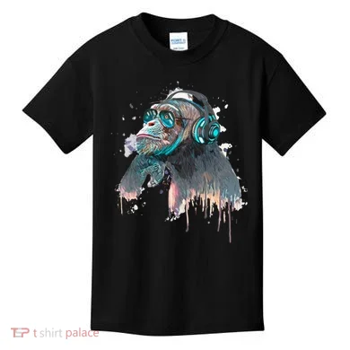 DJ Monkey Thinker Hipster Kids T-Shirt