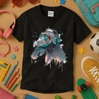 DJ Monkey Thinker Hipster Kids T-Shirt thumb 3