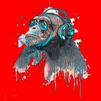 DJ Monkey Thinker Hipster Santa Hat thumb 1