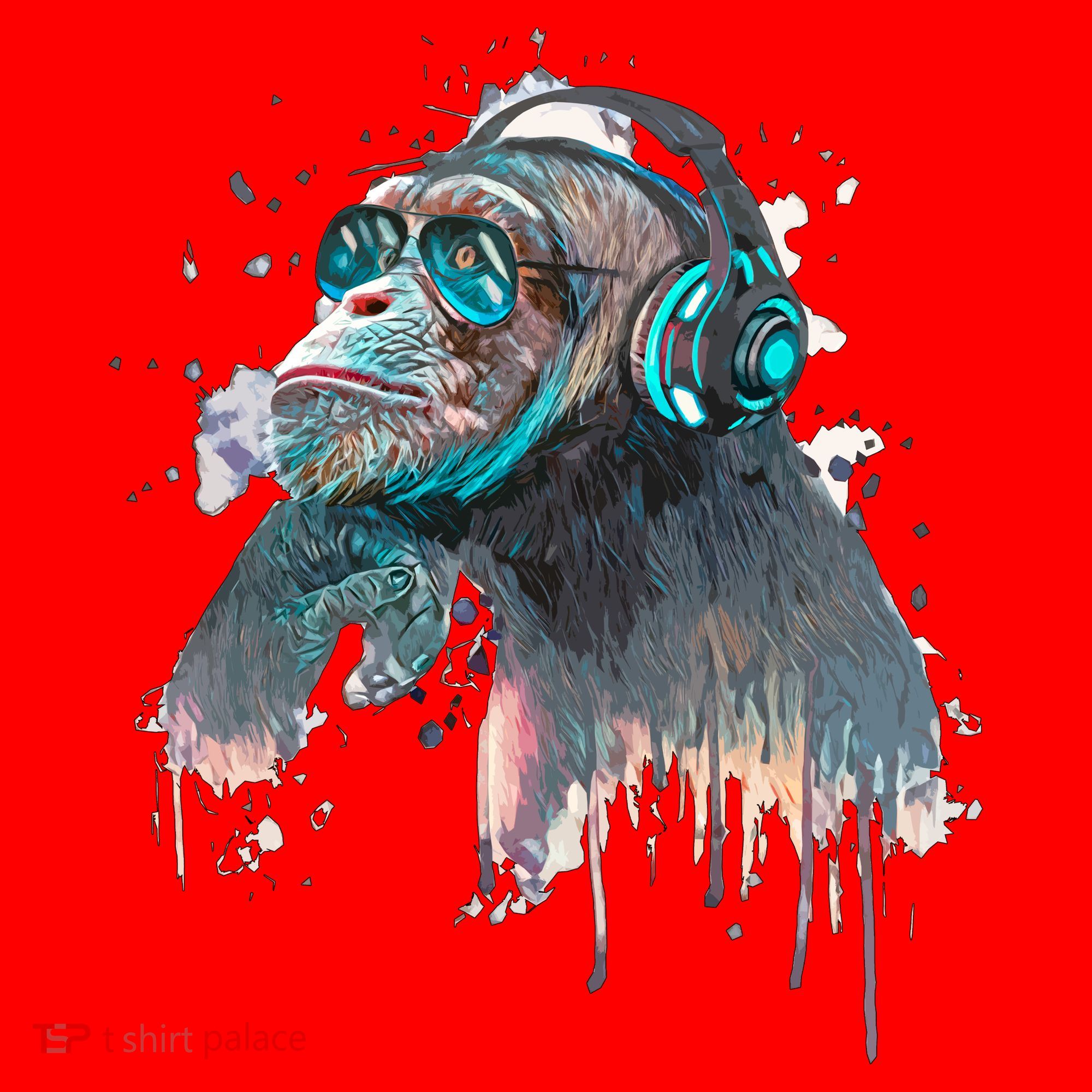 DJ Monkey Thinker Hipster Santa Hat