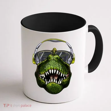 DJ T-Rex Coffee Mug back