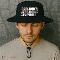 Dad Jokes Are How Eye Roll Funny Father's Day Gift Bucket Hat thumb 2