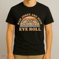 Dad Jokes Are How Eye Roll Fathers Day Vintage Retro T-Shirt thumb 3