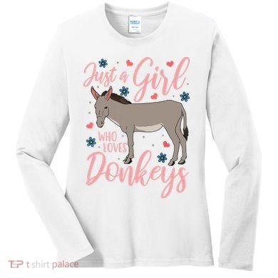 Donkey Just A Who Loves Donkeys Funny Donkey Lover Gift Women's Long Sleeve Shirt