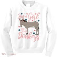 Donkey Just A Who Loves Donkeys Funny Donkey Lover Gift Kids Sweatshirt thumb 0