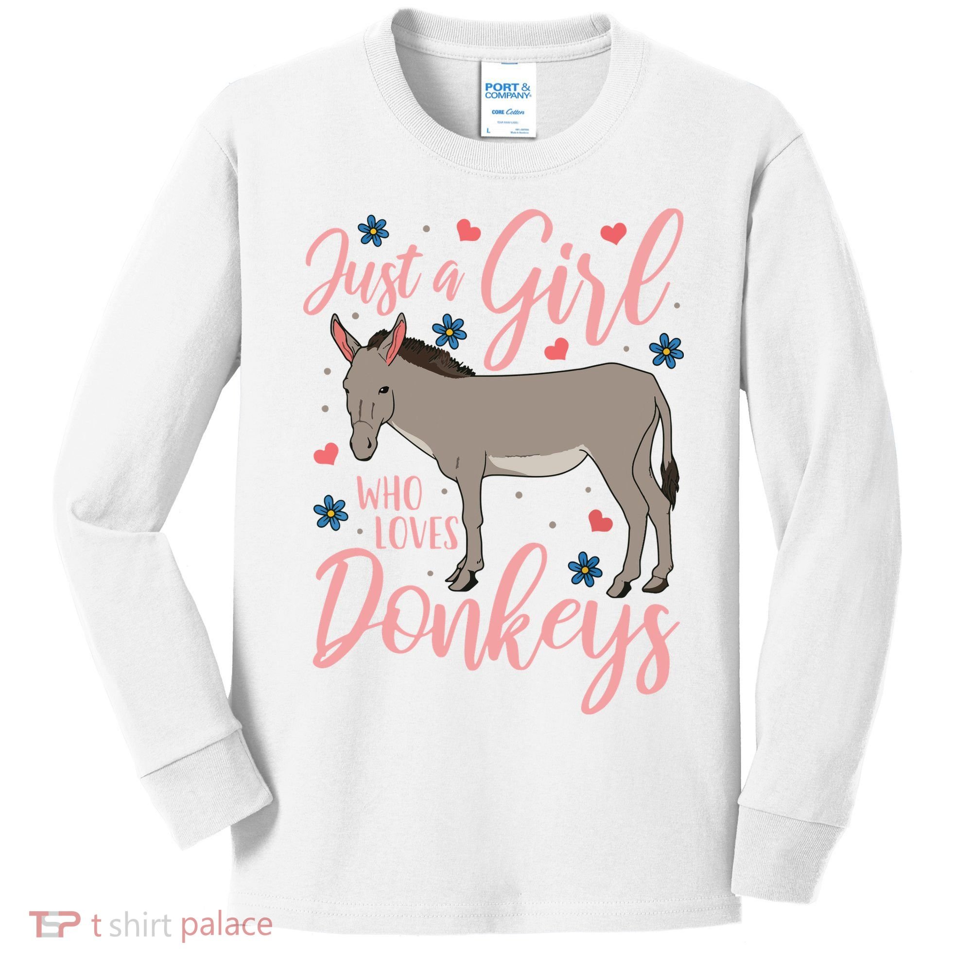 Donkey Just A Who Loves Donkeys Funny Donkey Lover Gift Kids Long Sleeve Shirt