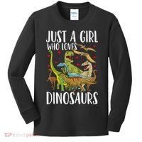 Dinosaur Just A Girl Who Loves Dinosaurs Brachiosaurus Kids Long Sleeve Shirt thumb 0