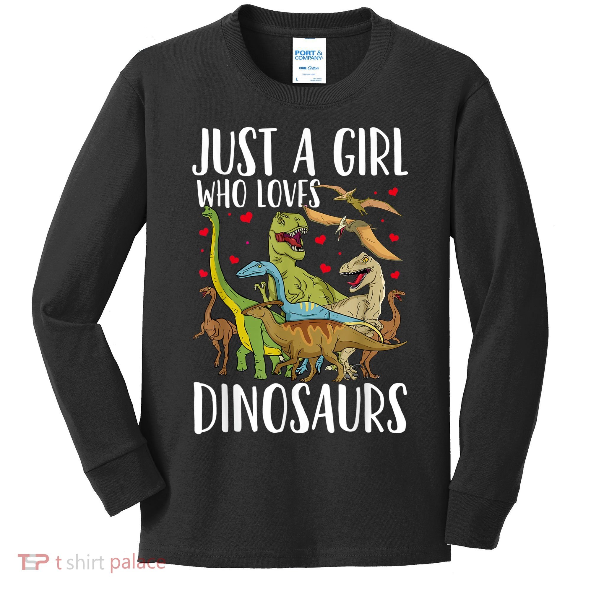 Dinosaur Just A Girl Who Loves Dinosaurs Brachiosaurus Kids Long Sleeve Shirt