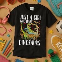 Dinosaur Just A Girl Who Loves Dinosaurs Brachiosaurus Kids T-Shirt thumb 3