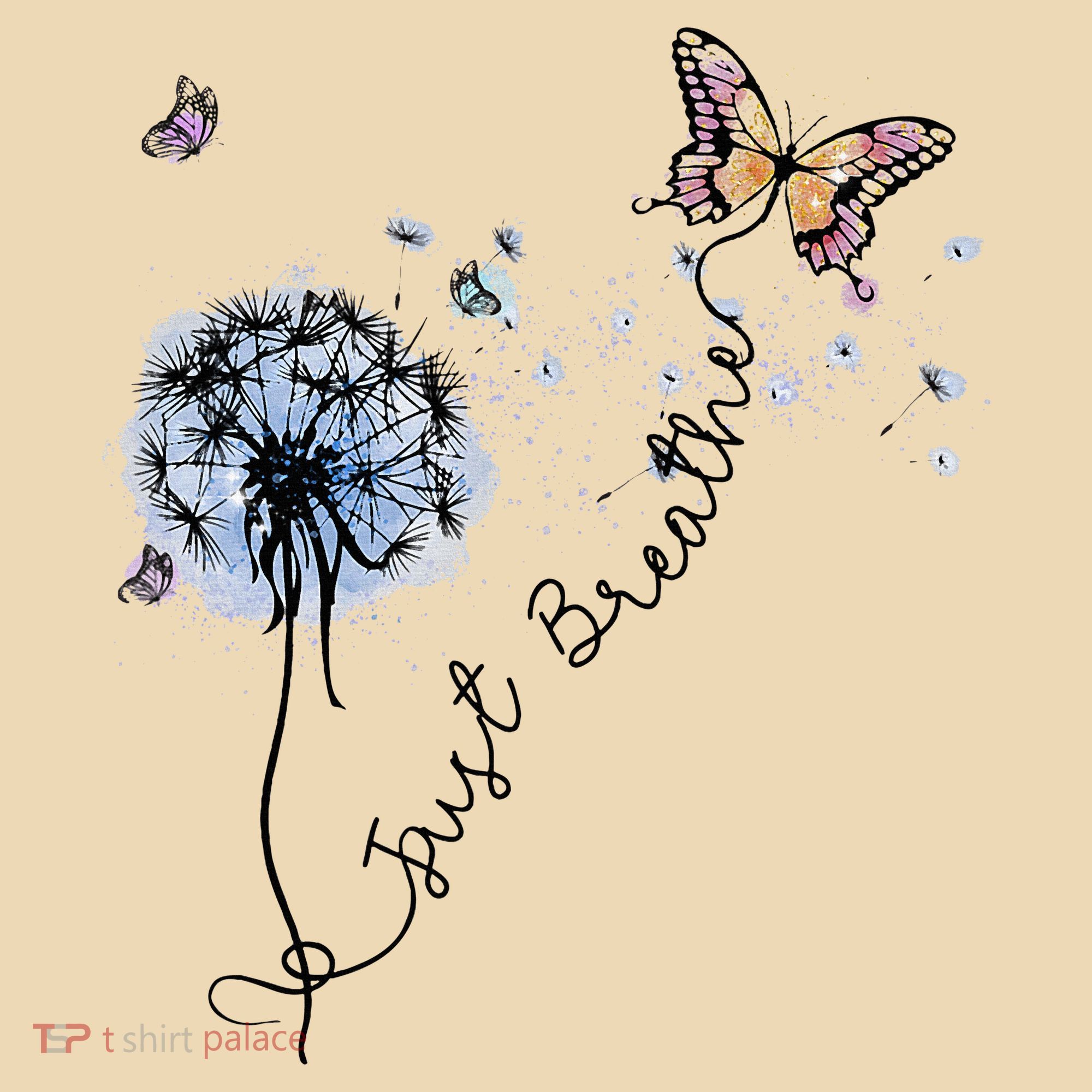 Dandelion Just Breathe Buttefly Inspiration Quotes Tote Bag