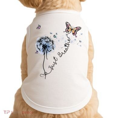 Dandelion Just Breathe Buttefly Inspiration Quotes Doggie Tank