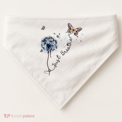 Dandelion Just Breathe Buttefly Inspiration Quotes USA-Made Doggie Bandana