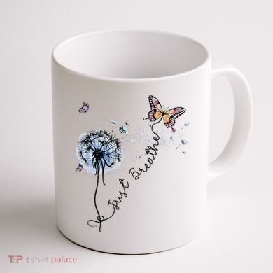 Dandelion Just Breathe Buttefly Inspiration Quotes Coffee Mug back