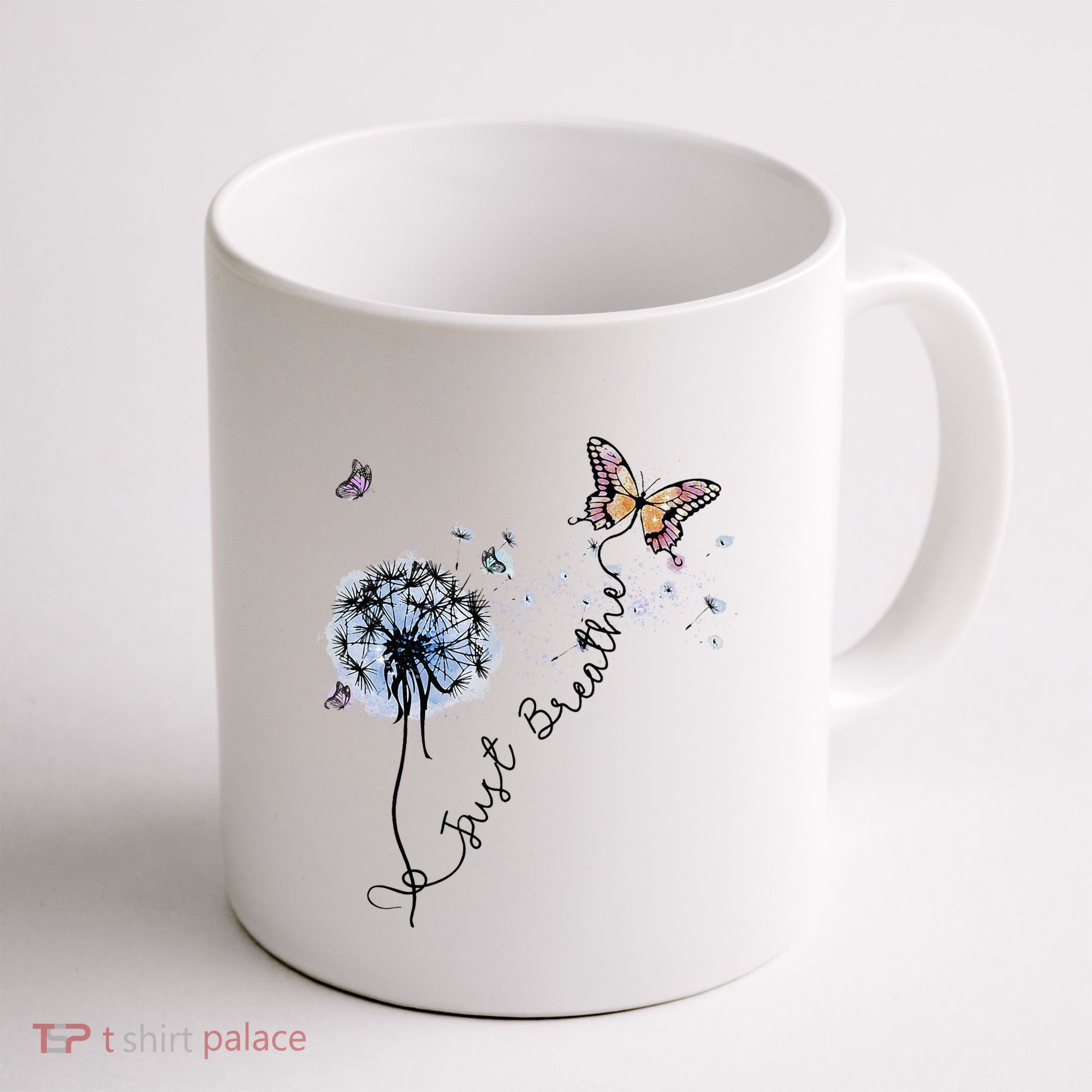 Dandelion Just Breathe Buttefly Inspiration Quotes Coffee Mug