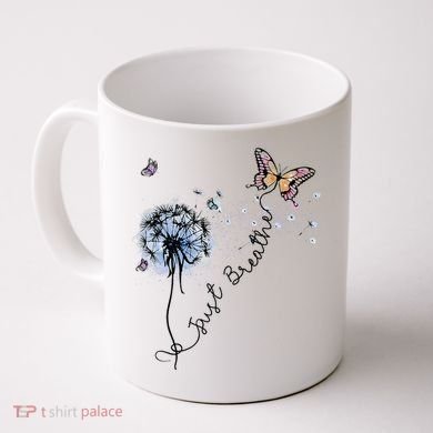 Dandelion Just Breathe Buttefly Inspiration Quotes Coffee Mug