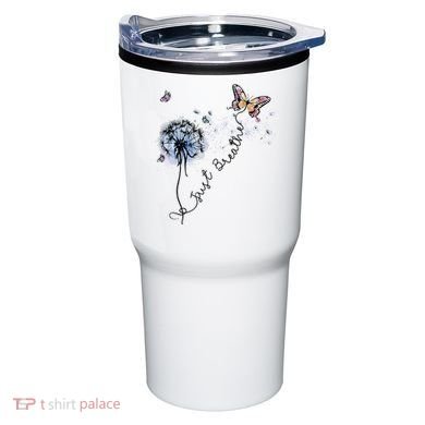 Dandelion Just Breathe Buttefly Inspiration Quotes Tumbler