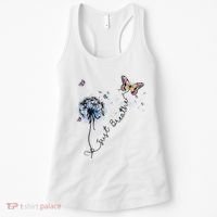 Dandelion Just Breathe Buttefly Inspiration Quotes Women's Tank Top thumb 0