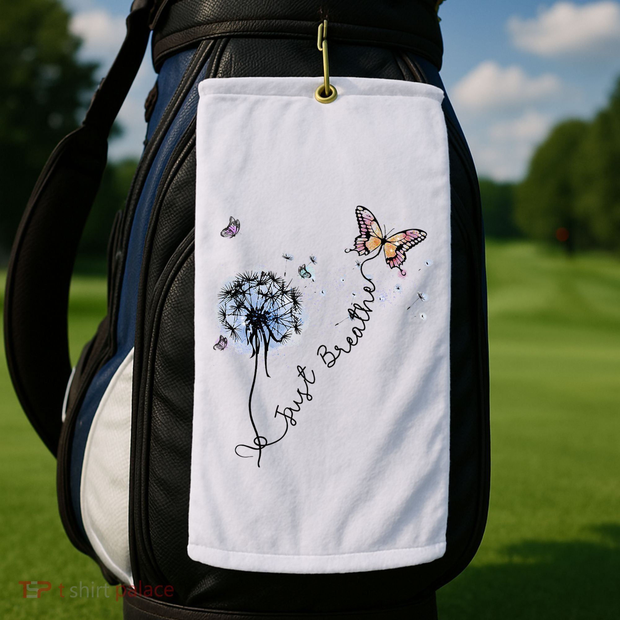Dandelion Just Breathe Buttefly Inspiration Quotes Golf Towel
