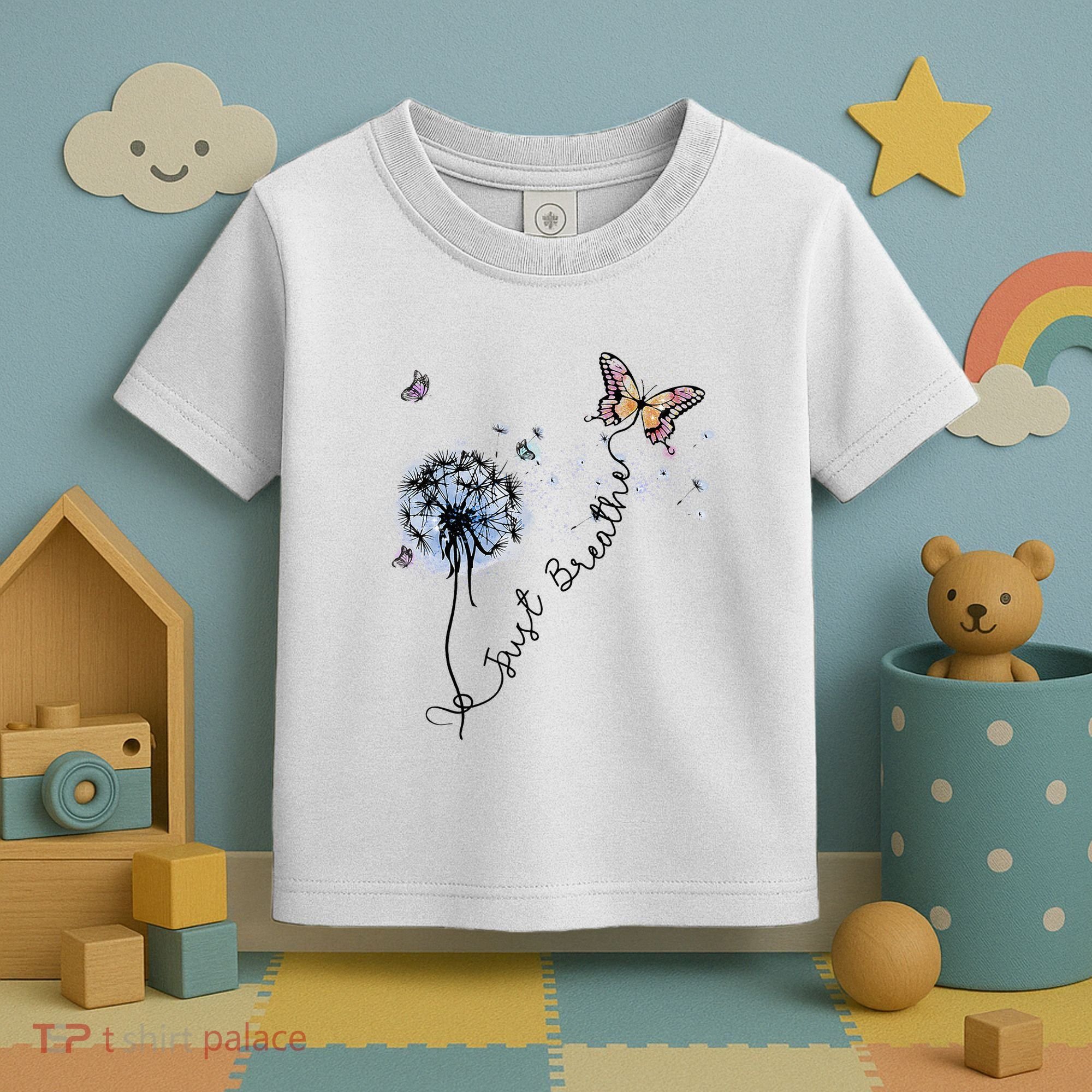 Dandelion Just Breathe Buttefly Inspiration Quotes Toddler T-Shirt