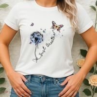 Dandelion Just Breathe Buttefly Inspiration Quotes Women's T-Shirt thumb 2