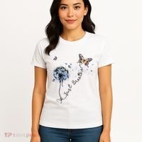 Dandelion Just Breathe Buttefly Inspiration Quotes Women's T-Shirt thumb 4
