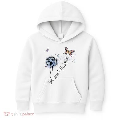 Dandelion Just Breathe Buttefly Inspiration Quotes Kids Hoodie