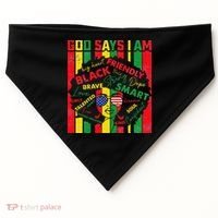 Distressed Juneteenth Black History Month God Says I Am USA-Made Doggie Bandana thumb 0