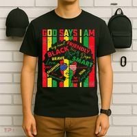 Distressed Juneteenth Black History Month God Says I Am T-Shirt thumb 6