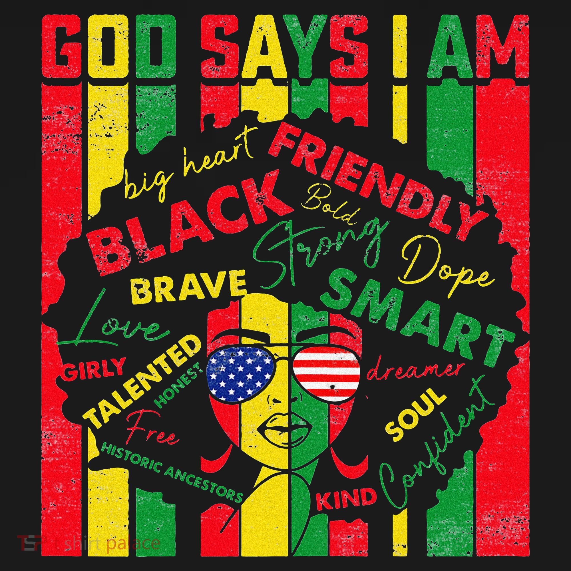 Distressed Juneteenth Black History Month God Says I Am Bucket Hat