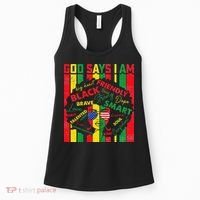 Distressed Juneteenth Black History Month God Says I Am Women's Tank Top thumb 0