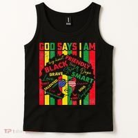 Distressed Juneteenth Black History Month God Says I Am Tank Top thumb 2