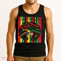 Distressed Juneteenth Black History Month God Says I Am Tank Top thumb 3