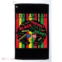 Distressed Juneteenth Black History Month God Says I Am Golf Towel thumb 0