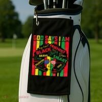 Distressed Juneteenth Black History Month God Says I Am Golf Towel thumb 2