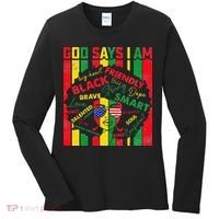 Distressed Juneteenth Black History Month God Says I Am Women's Long Sleeve Shirt thumb 0