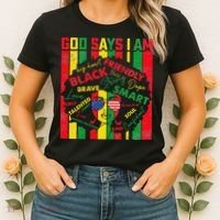 Distressed Juneteenth Black History Month God Says I Am Women's T-Shirt thumb 2