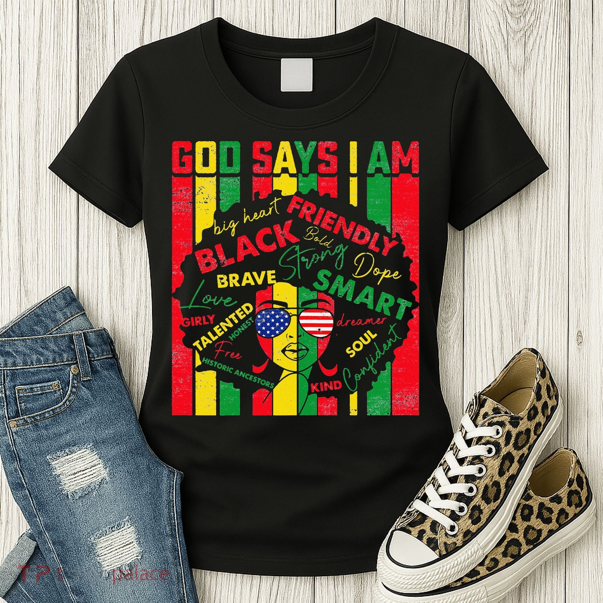 Distressed Juneteenth Black History Month God Says I Am Women's T-Shirt