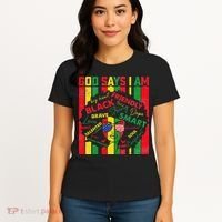 Distressed Juneteenth Black History Month God Says I Am Women's T-Shirt thumb 4