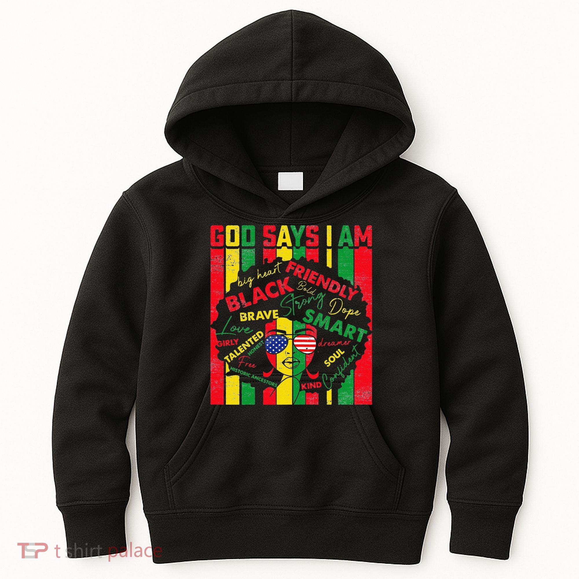 Distressed Juneteenth Black History Month God Says I Am Kids Hoodie