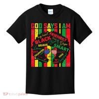 Distressed Juneteenth Black History Month God Says I Am Kids T-Shirt thumb 0